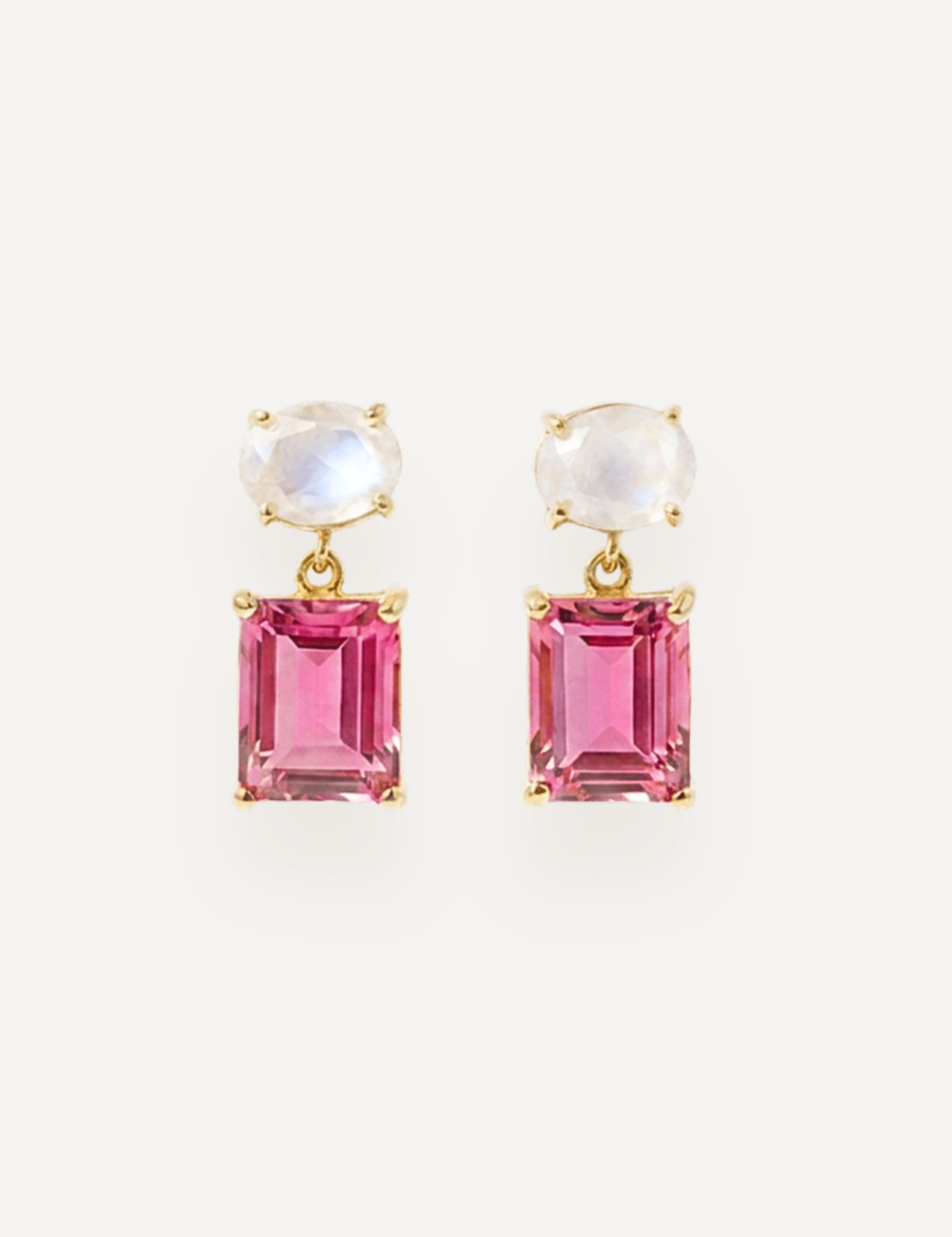 The Serafina Two Stone Drop Earrings in Hibiscus - Molten Store