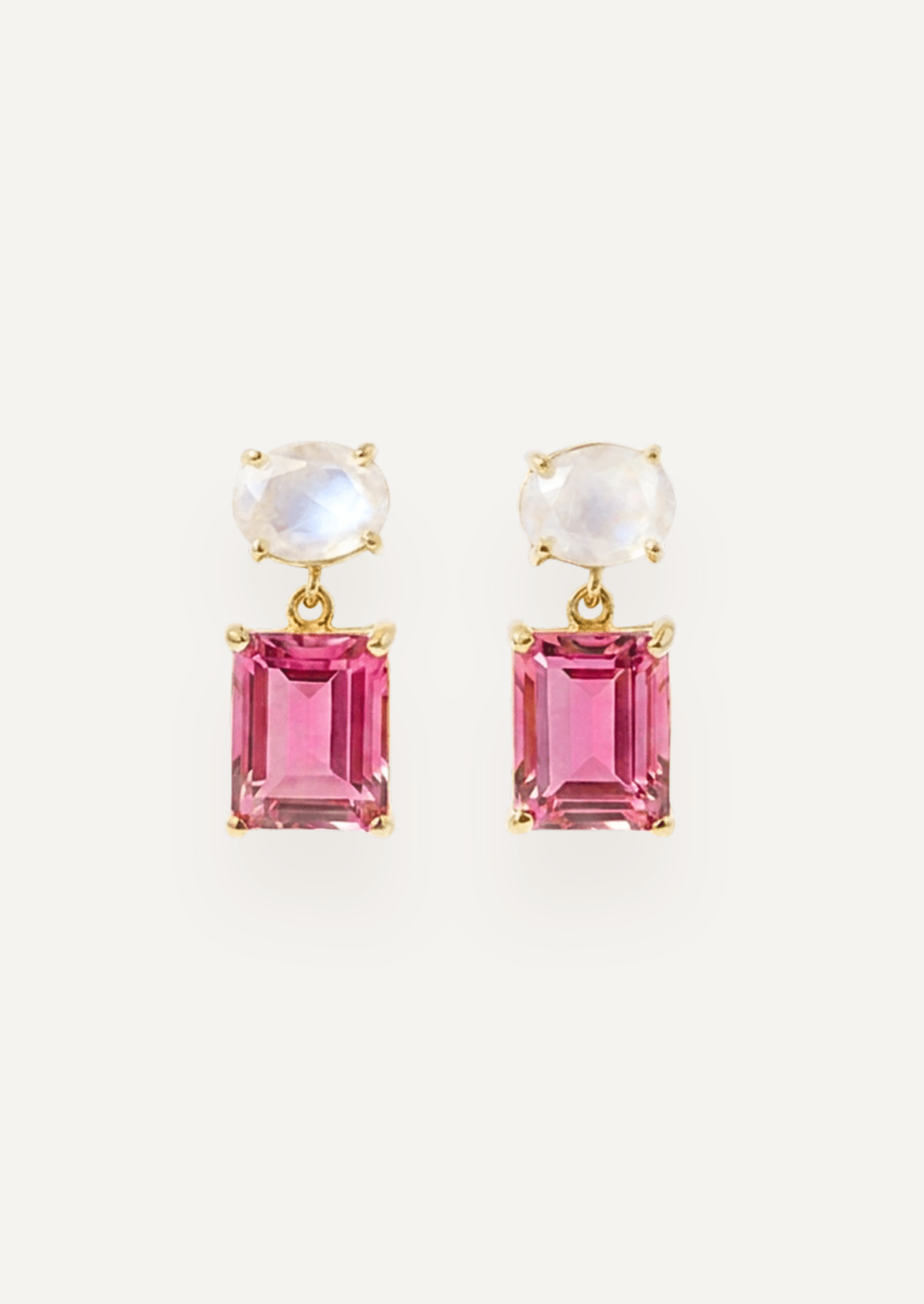 The Serafina Two Stone Drop Earrings in Hibiscus - Molten Store