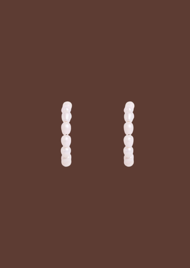 The Serenade Pearl Silver Hoop Earrings - Molten Store