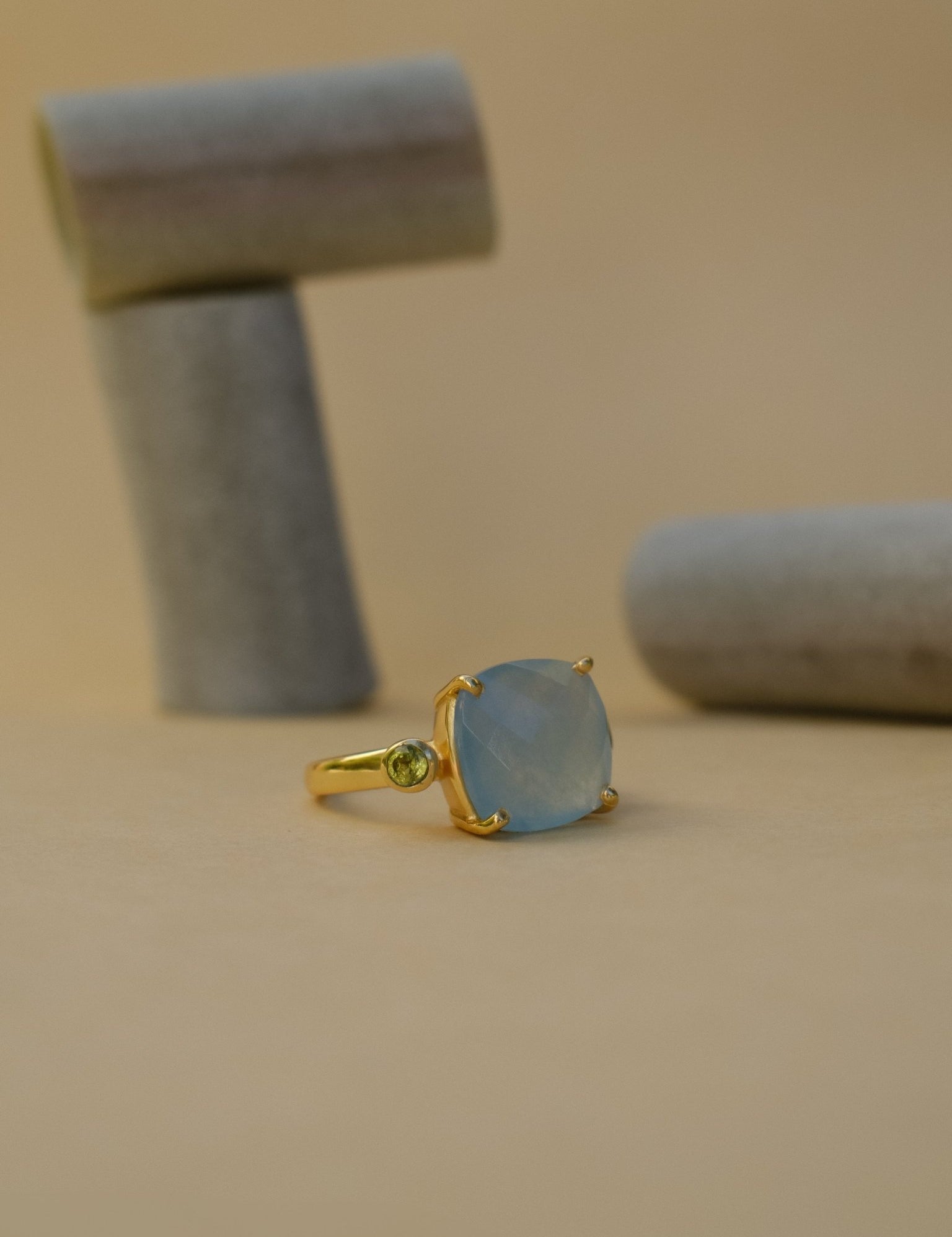 The Serenita Chalcedony & Peridot 18ct Gold Vermeil Ring - Molten Store