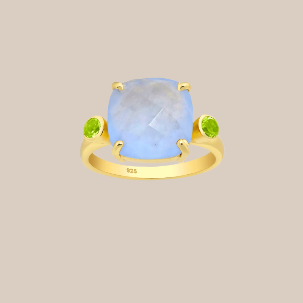 The Serenita Chalcedony & Peridot 18ct Gold Vermeil Ring - Molten Store