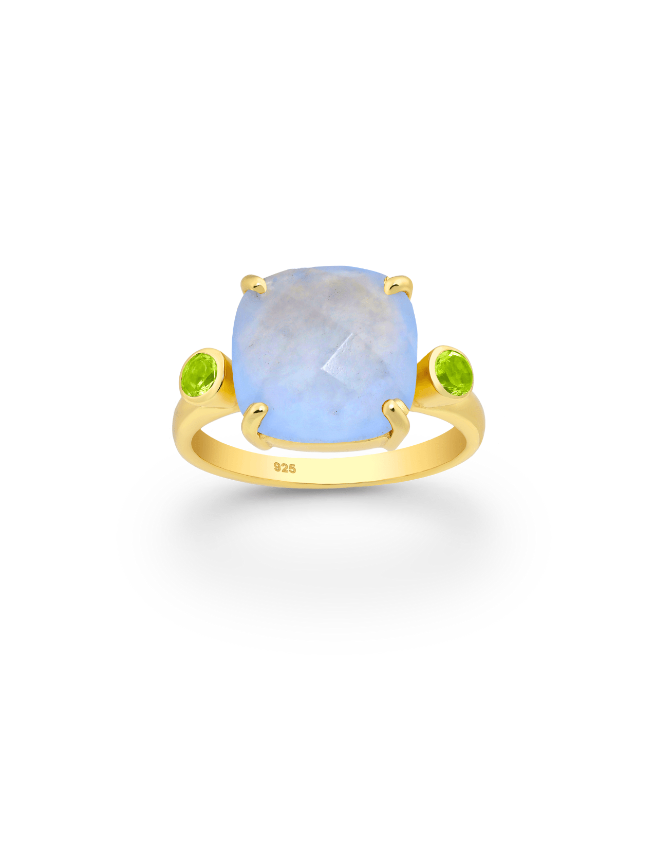 The Serenita Chalcedony & Peridot 18ct Gold Vermeil Ring - Molten Store