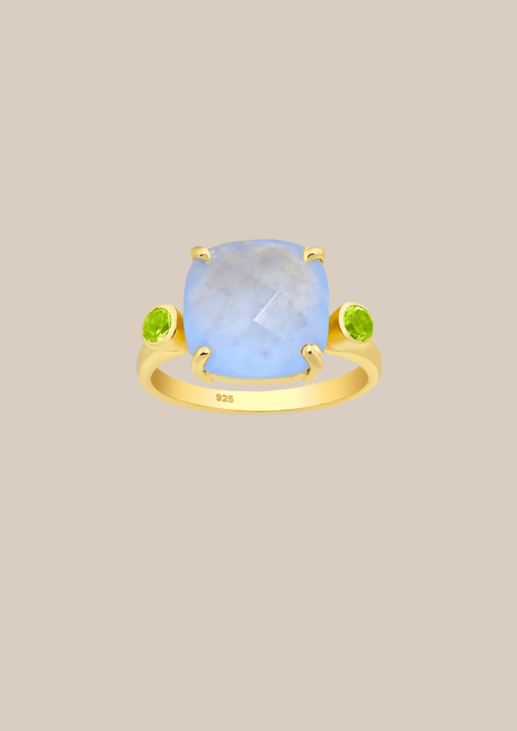 The Serenita Chalcedony & Peridot 18ct Gold Vermeil Ring - Molten Store