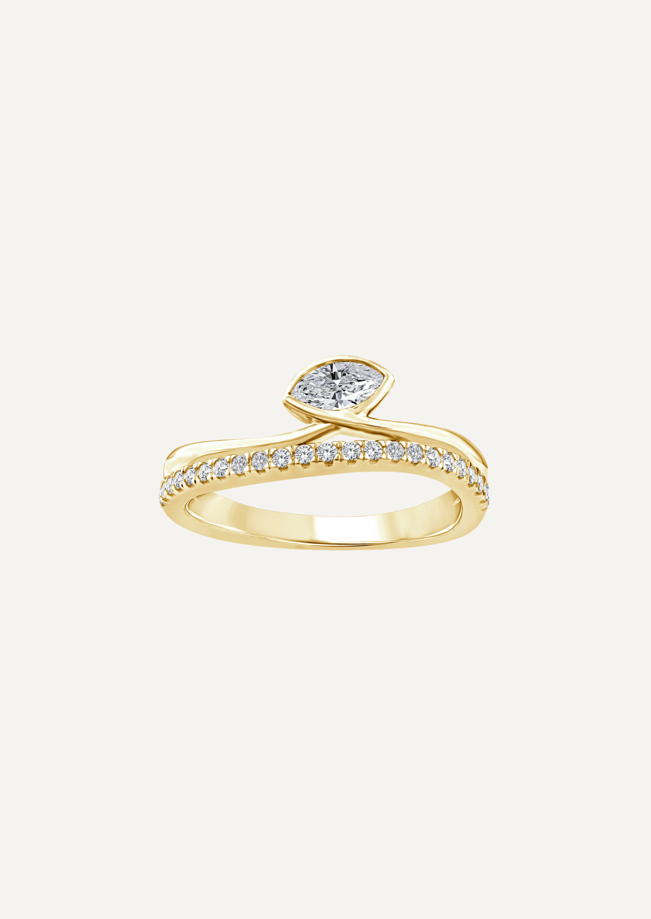 The Sloan 9ct Gold Marquise & Pavé Diamond Ring - Molten Store