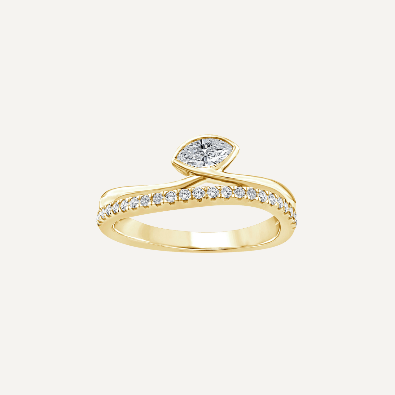 The Sloan 9ct Gold Marquise & Pavé Diamond Ring - Molten Store