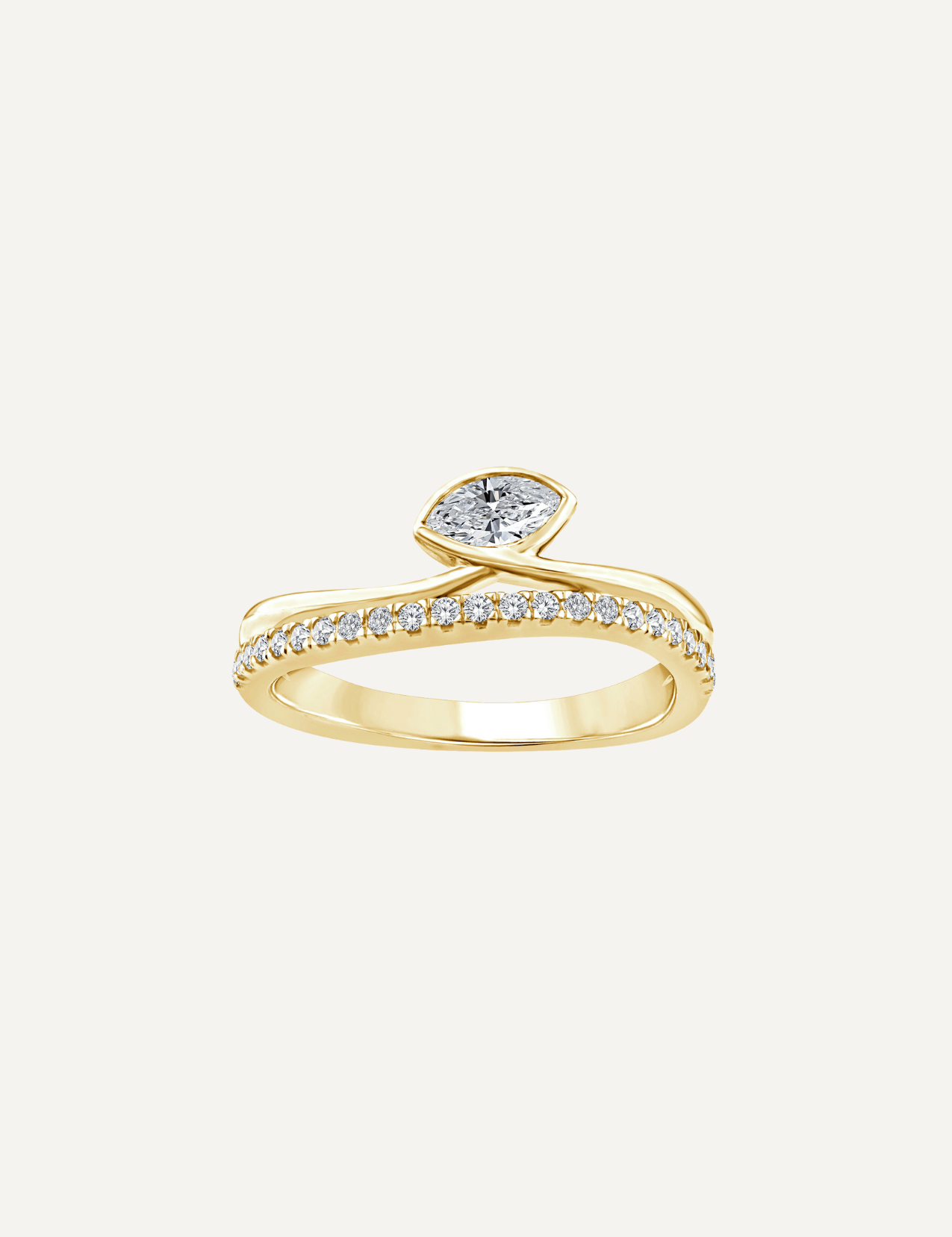 The Sloan 9ct Gold Marquise & Pavé Diamond Ring - Molten Store