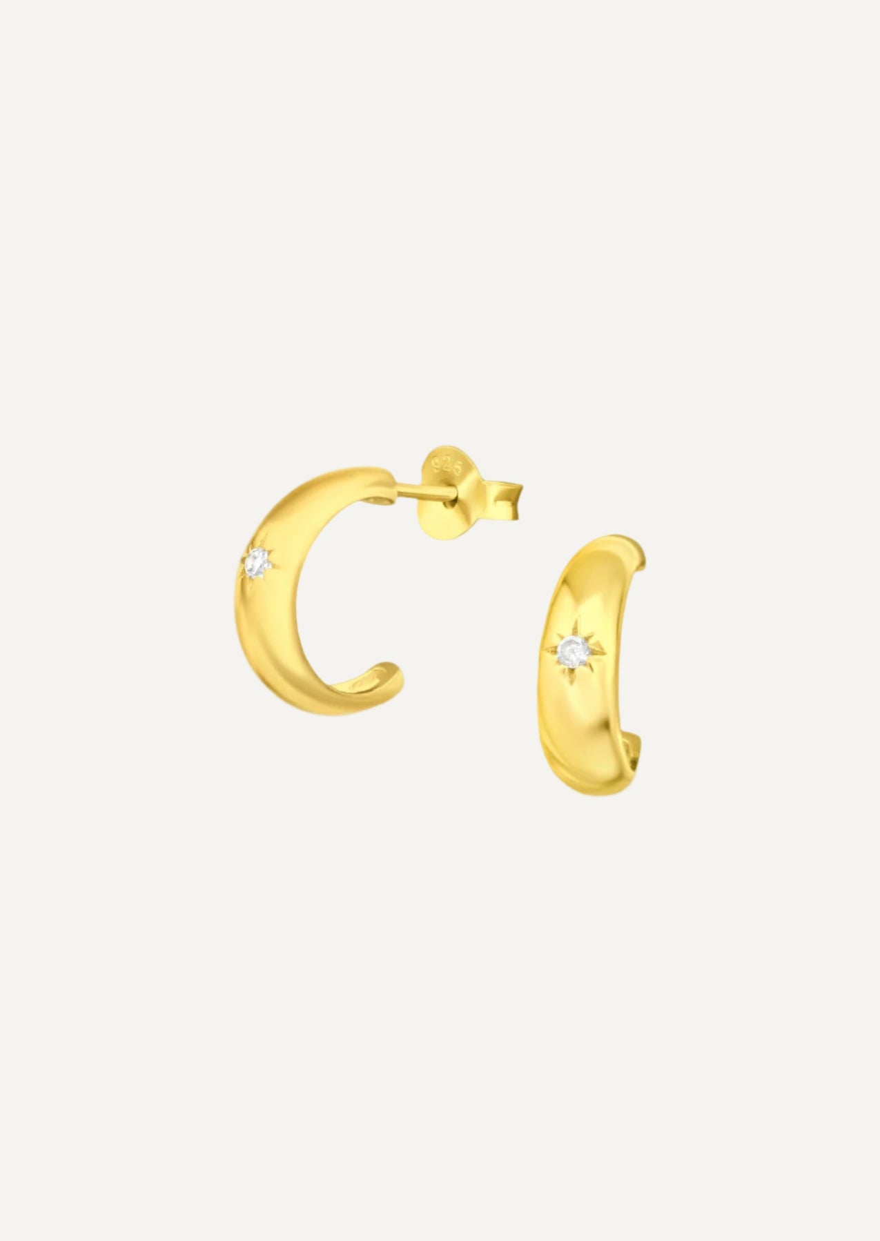 The Starshine 14ct Gold Vermeil Half Hoop Earrings - Molten Store