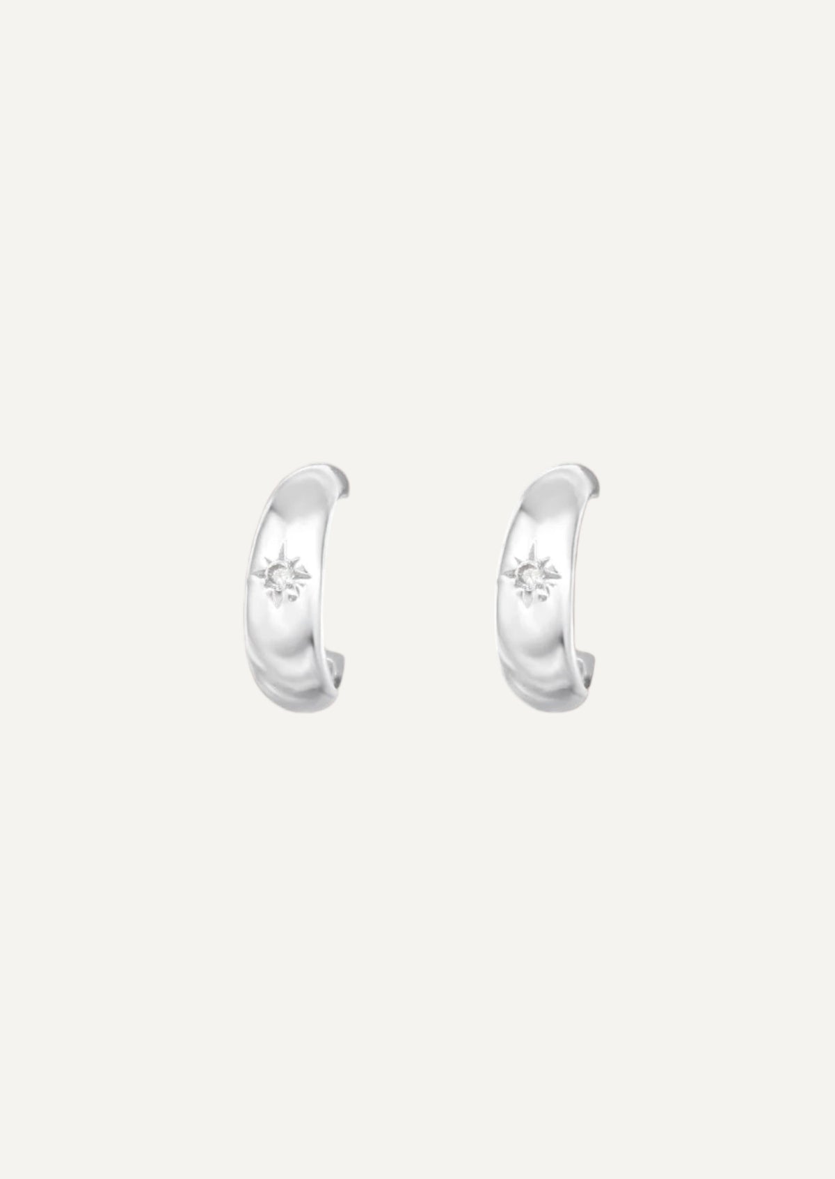 The Starshine Sterling Silver Half Hoop Earrings - Molten Store