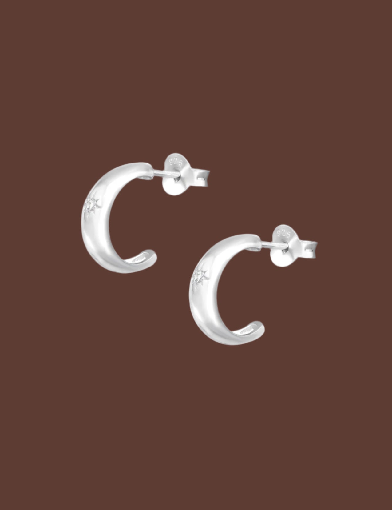 The Starshine Sterling Silver Half Hoop Earrings - Molten Store