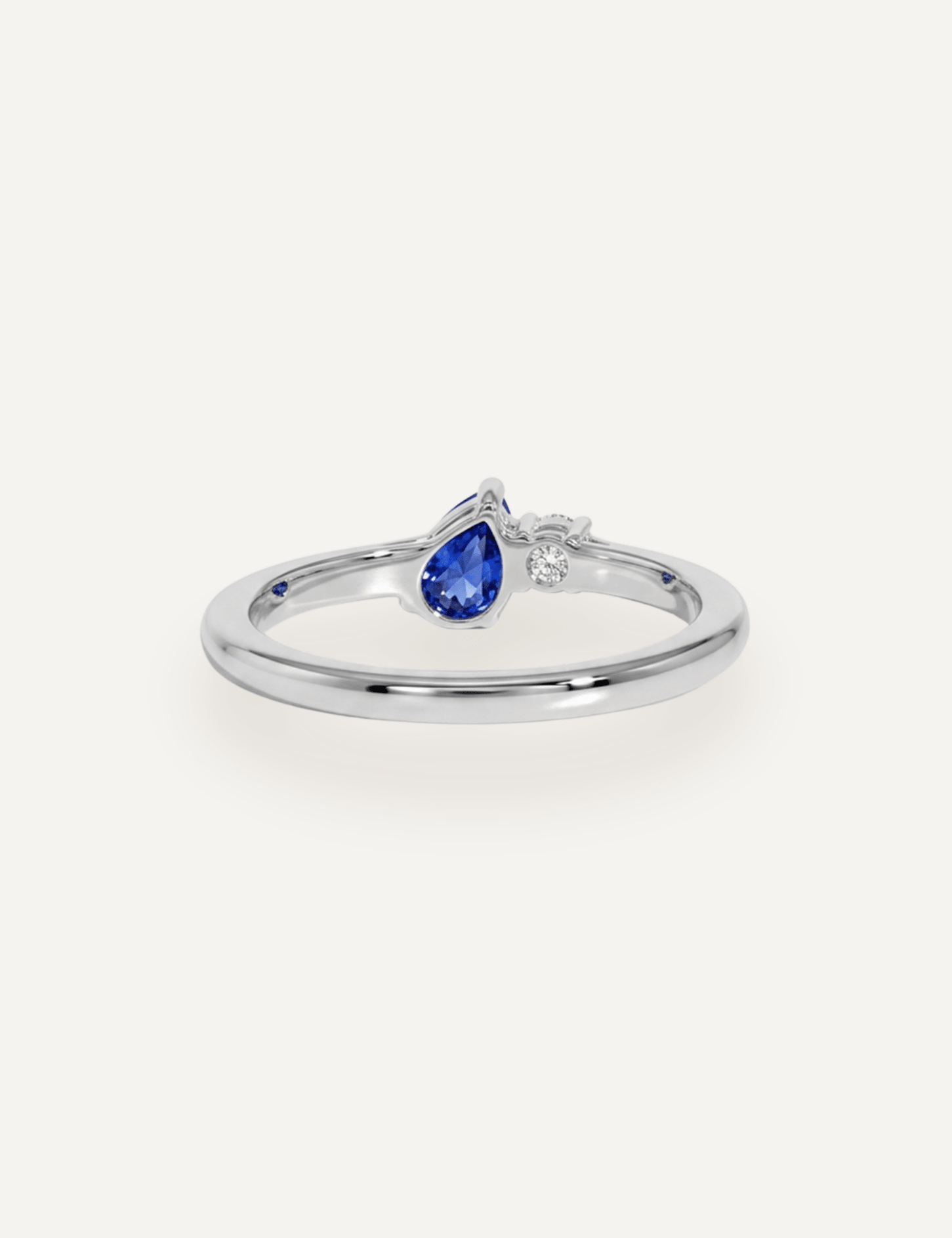 The Toi Et Moi Ring with 0.05ct Round Cultured Diamond & 0.35ct Pear Ceylon Sapphire - Molten Store