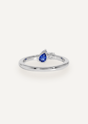 The Toi Et Moi Ring with 0.05ct Round Cultured Diamond & 0.35ct Pear Ceylon Sapphire - Molten Store