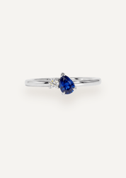 The Toi Et Moi Ring with 0.05ct Round Cultured Diamond & 0.35ct Pear Ceylon Sapphire - Molten Store