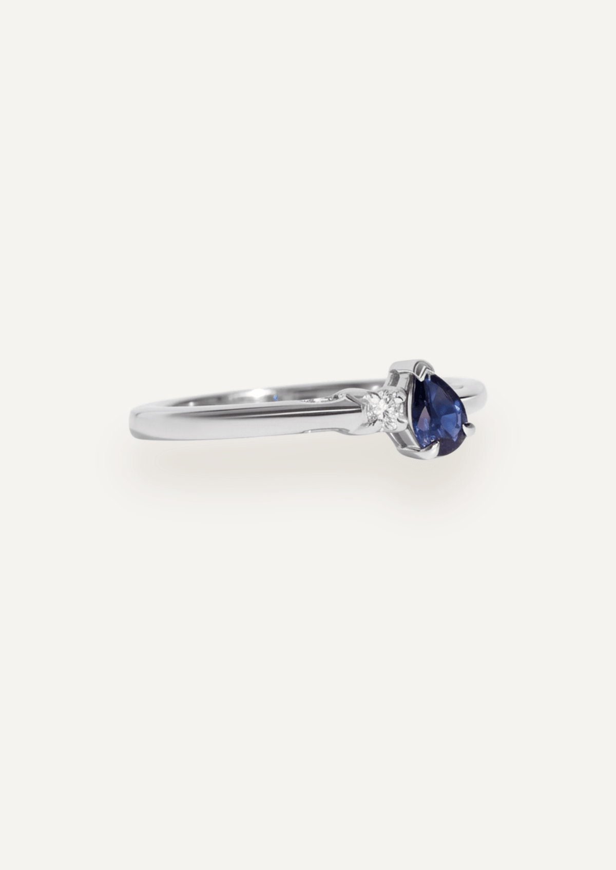 The Toi Et Moi Ring with 0.05ct Round Cultured Diamond & 0.35ct Pear Ceylon Sapphire - Molten Store