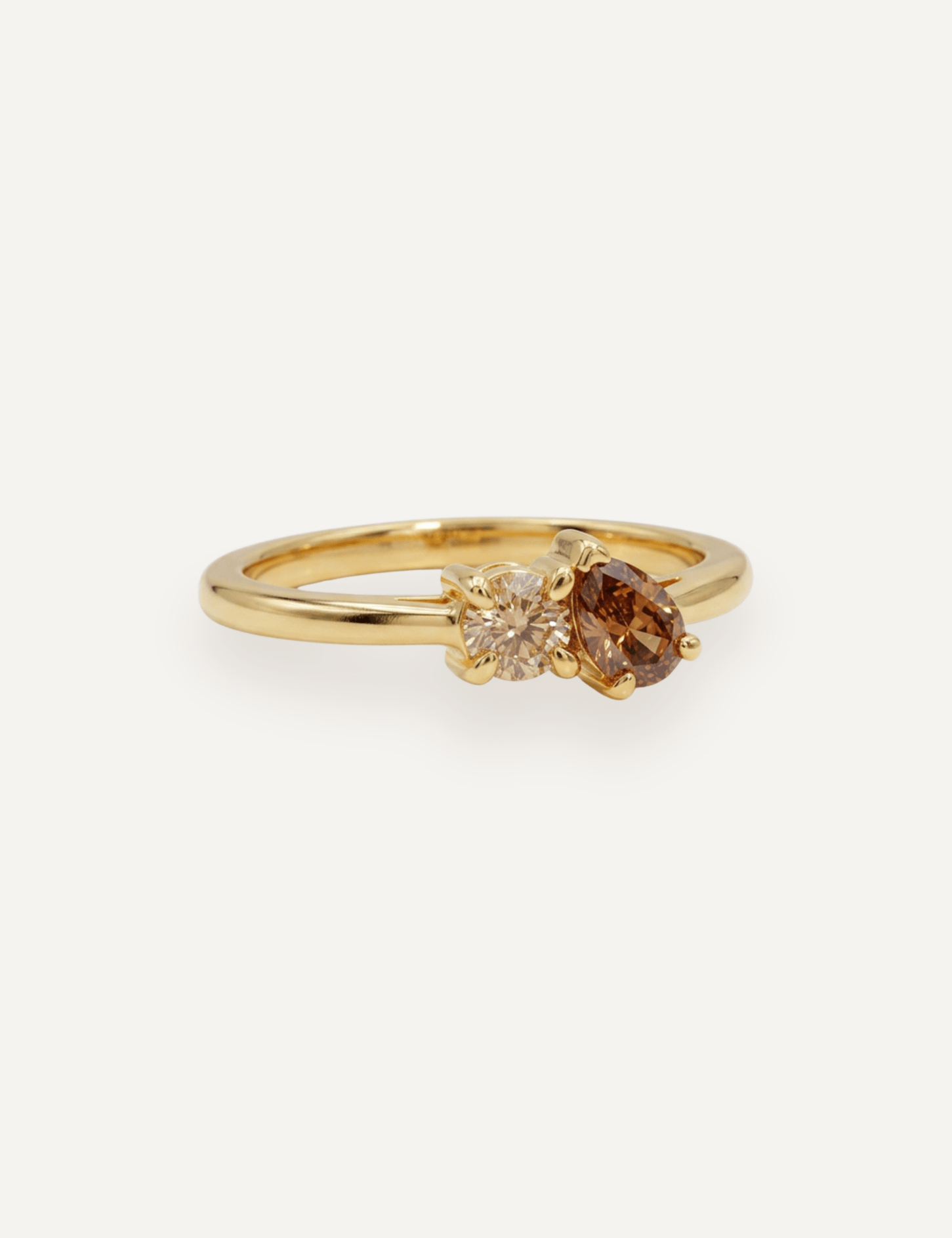The Toi Et Moi Ring with 0.3ct Champagne and 0.37ct Cognac Diamond - Molten Store