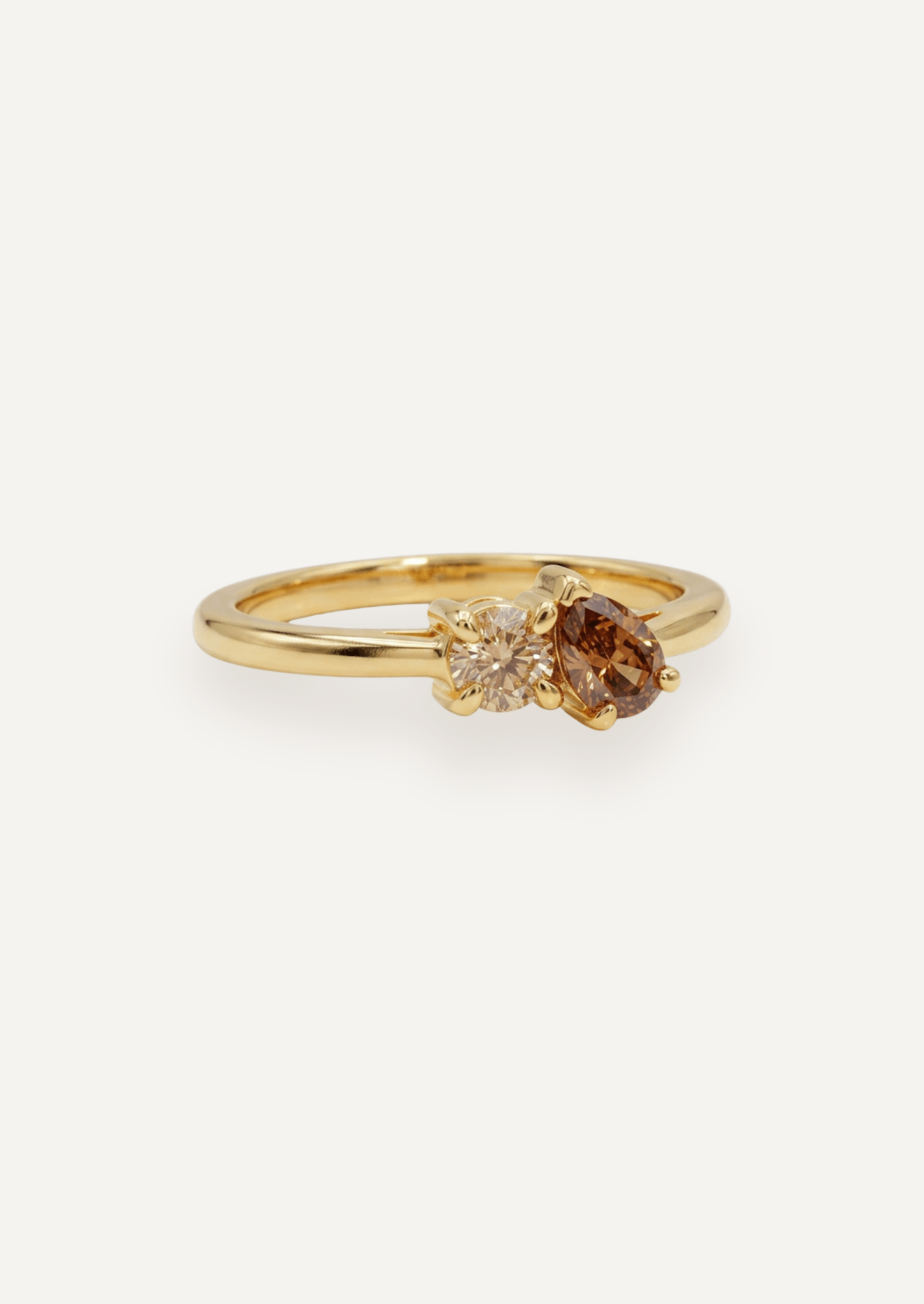 The Toi Et Moi Ring with 0.3ct Champagne and 0.37ct Cognac Diamond - Molten Store