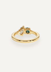The Toi Et Moi Ring with 0.6ct Pear Cultured Diamond & 0.78ct Round Green Sapphire - Molten Store