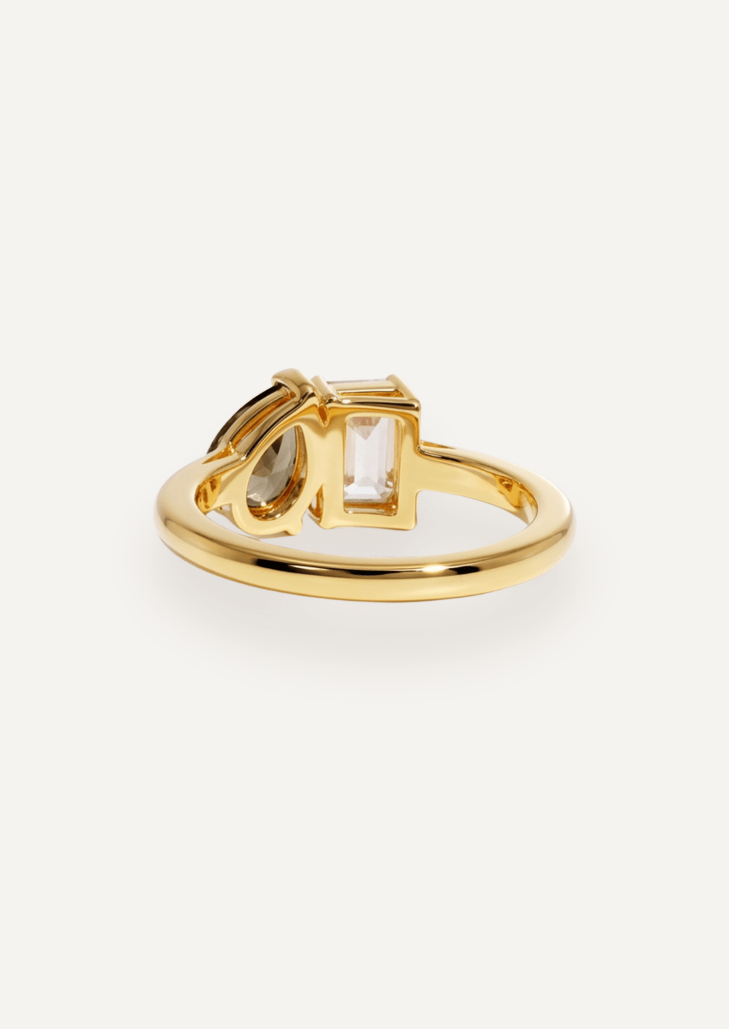 The Toi Et Moi Ring with 0.84ct Radiant Cultured Diamond & 1.16ct Pear Green Sapphire - Molten Store
