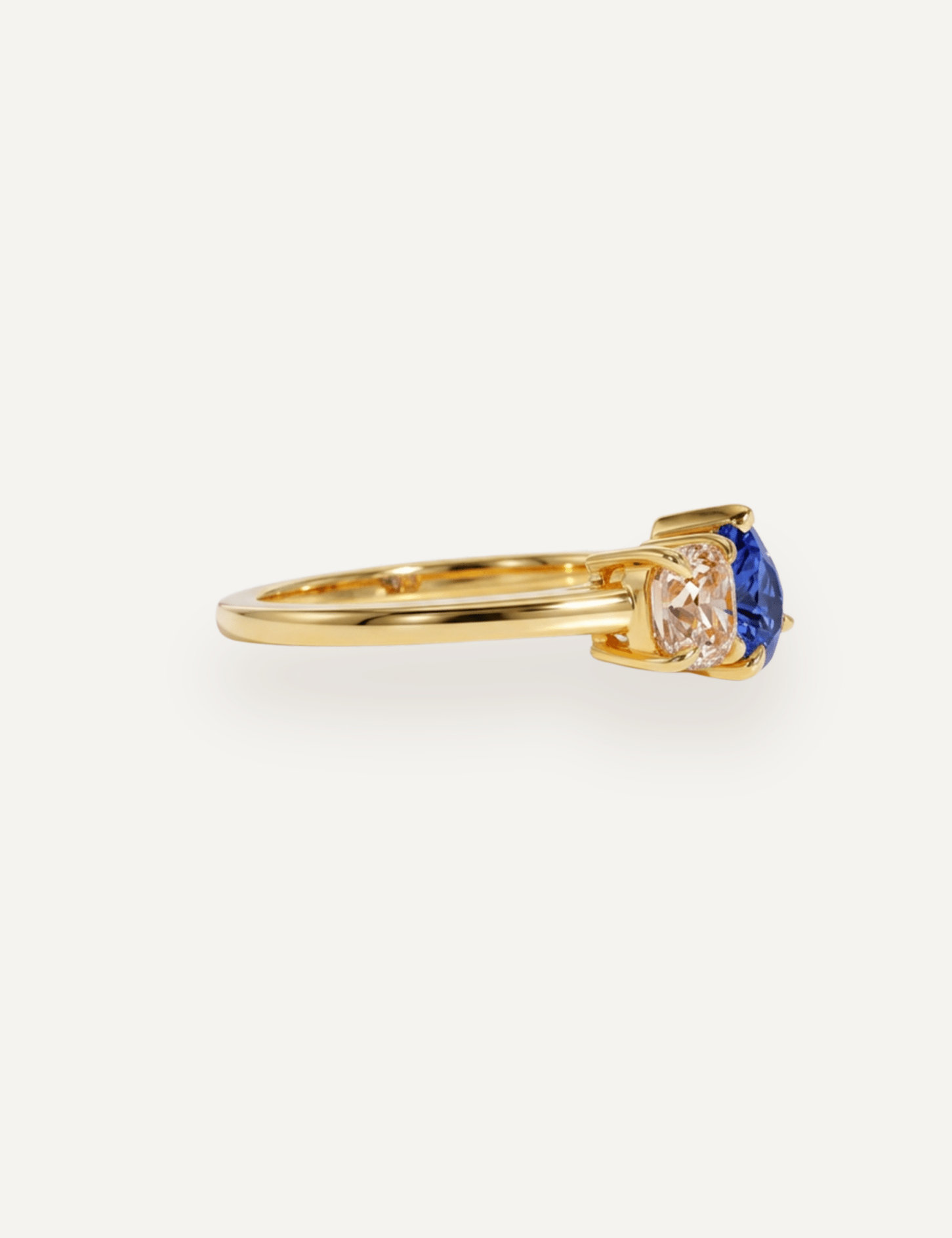 The Toi Et Moi Ring with 0.8ct Pear Ceylon Sapphire & 0.63ct Cushion Cognac Diamond - Molten Store