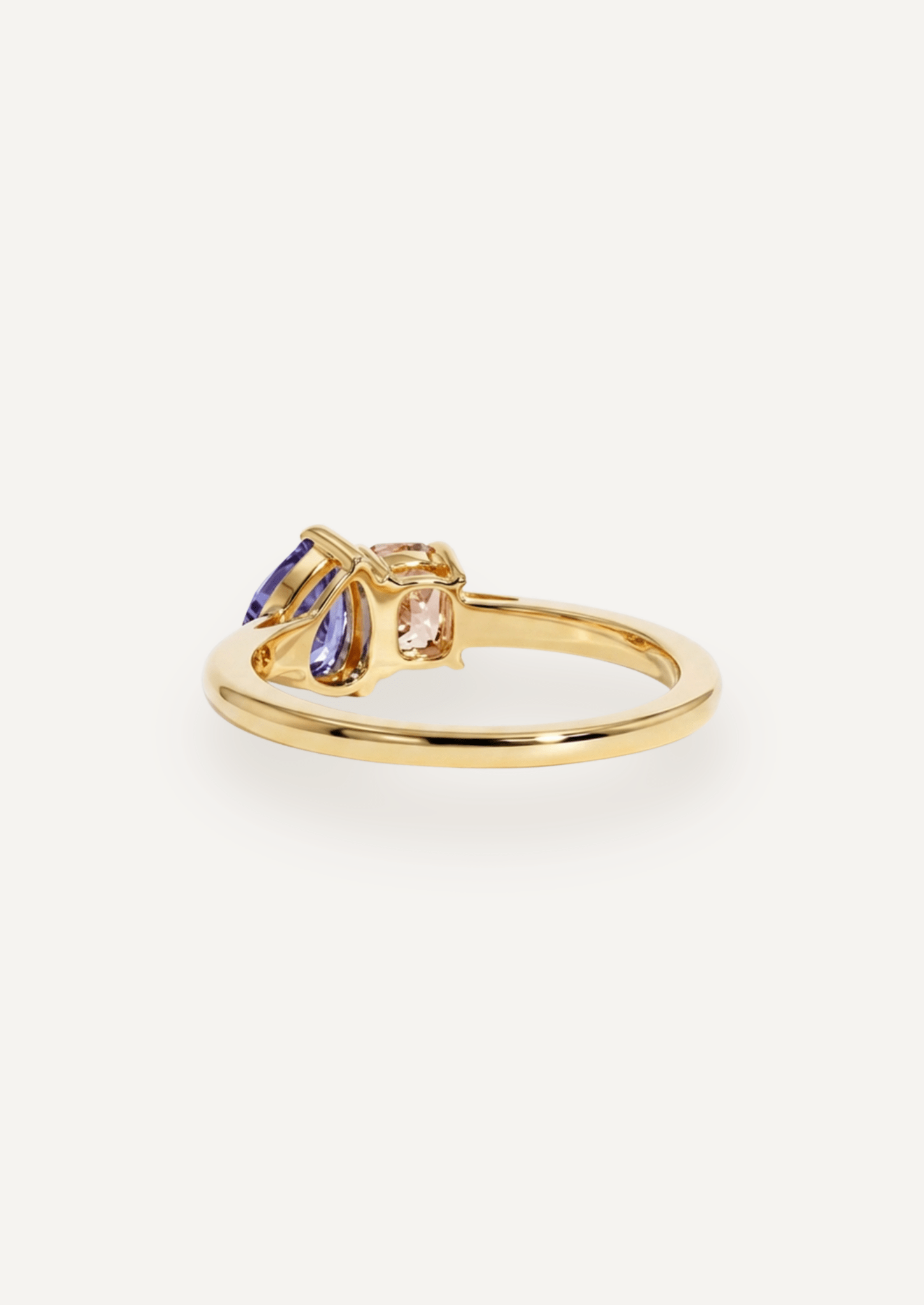 The Toi Et Moi Ring with 0.8ct Pear Ceylon Sapphire & 0.63ct Cushion Cognac Diamond - Molten Store