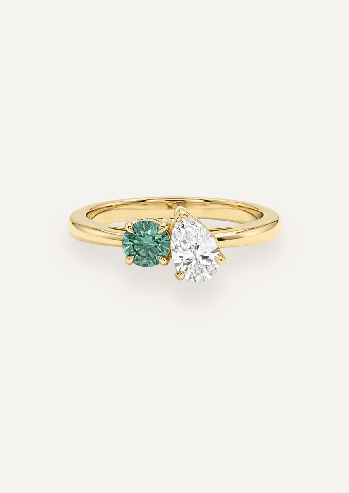 The Toi Et Moi Ring with Round Brilliant Sapphire and Pear Diamond (1.28ct TCW) - Molten Store