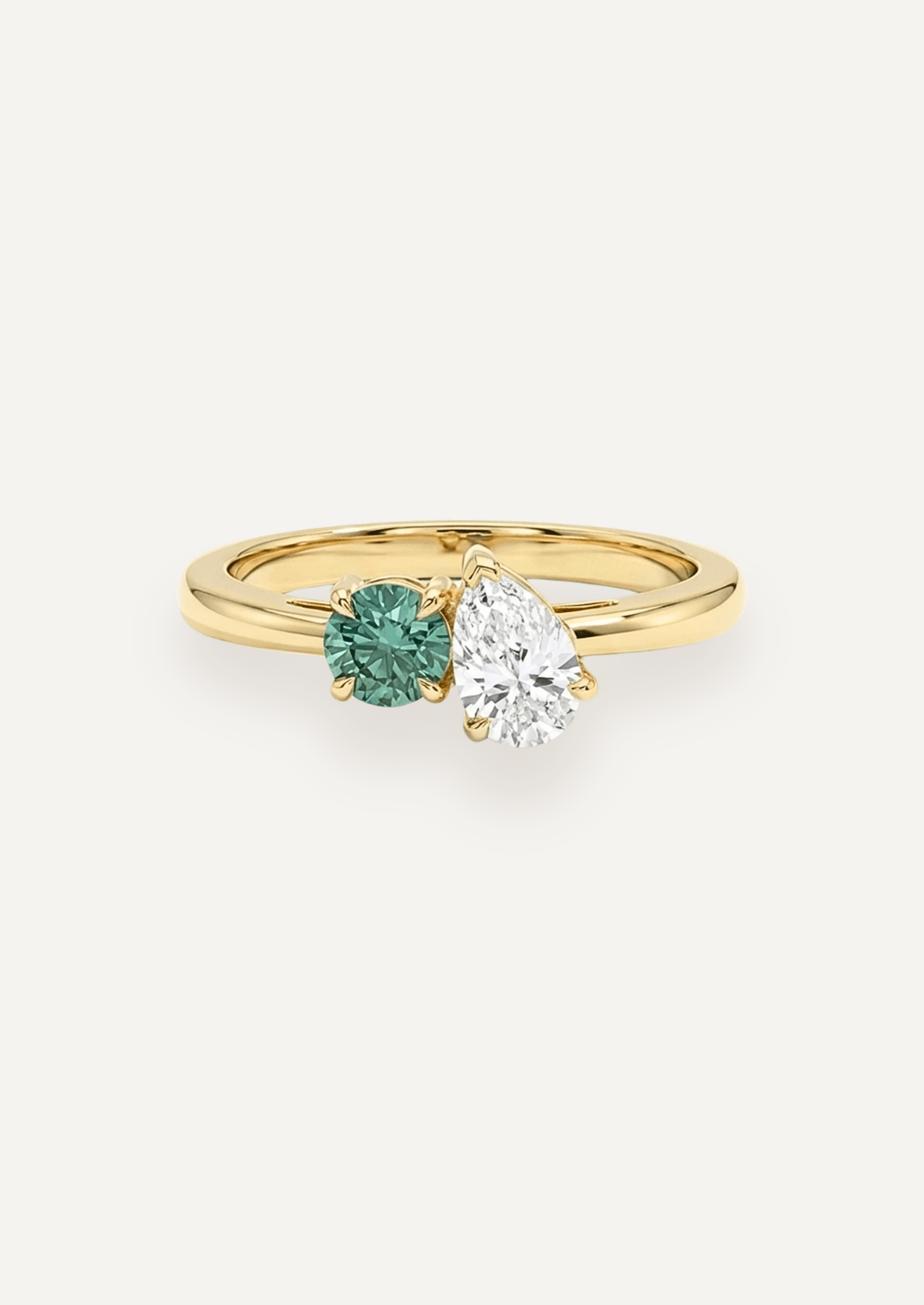 The Toi Et Moi Ring with Round Brilliant Sapphire and Pear Diamond (1.28ct TCW) - Molten Store