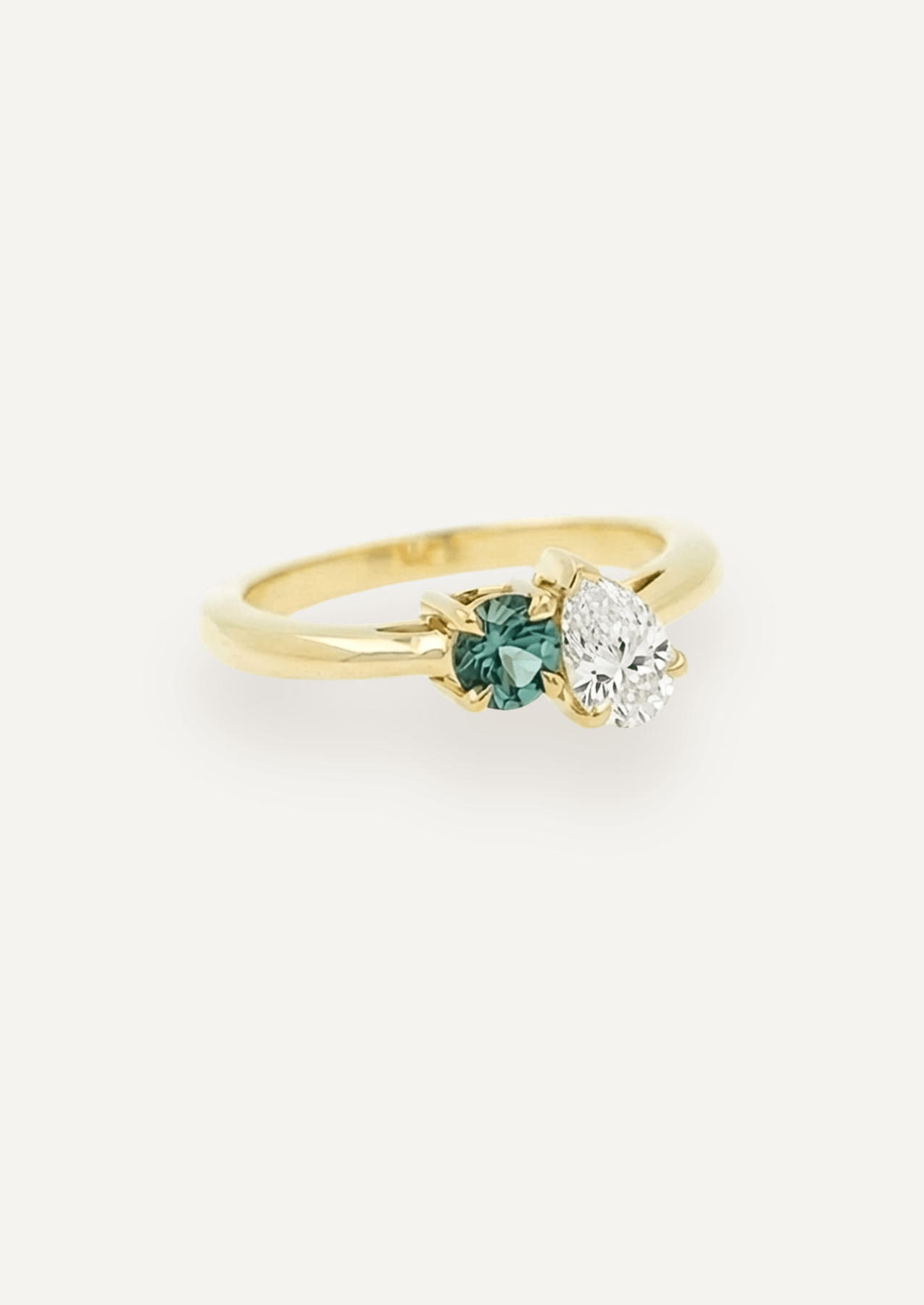 The Toi Et Moi Ring with Round Brilliant Sapphire and Pear Diamond (1.28ct TCW) - Molten Store