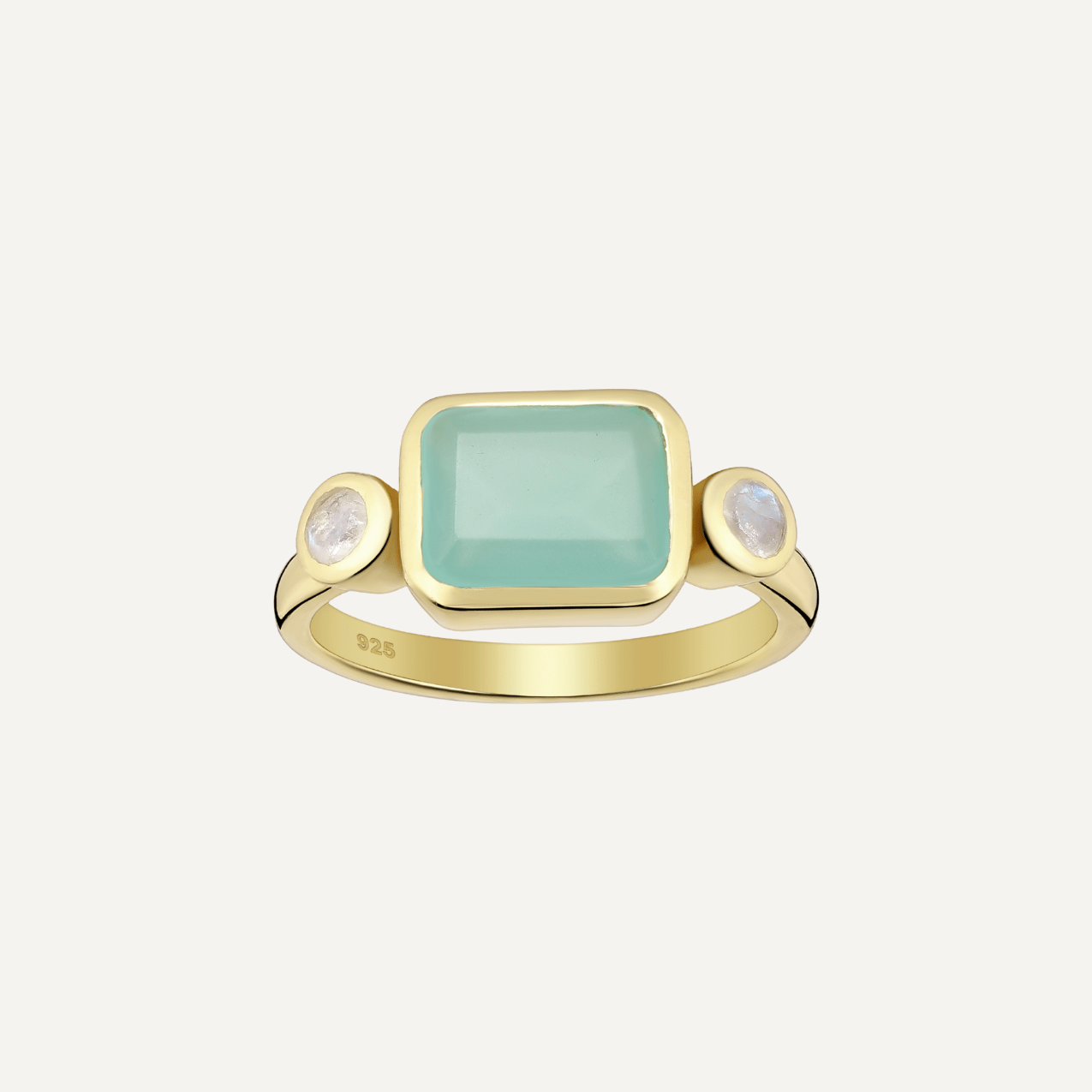 The Vena Ring with Aqua Chalcedony and Moonstone - Molten Store