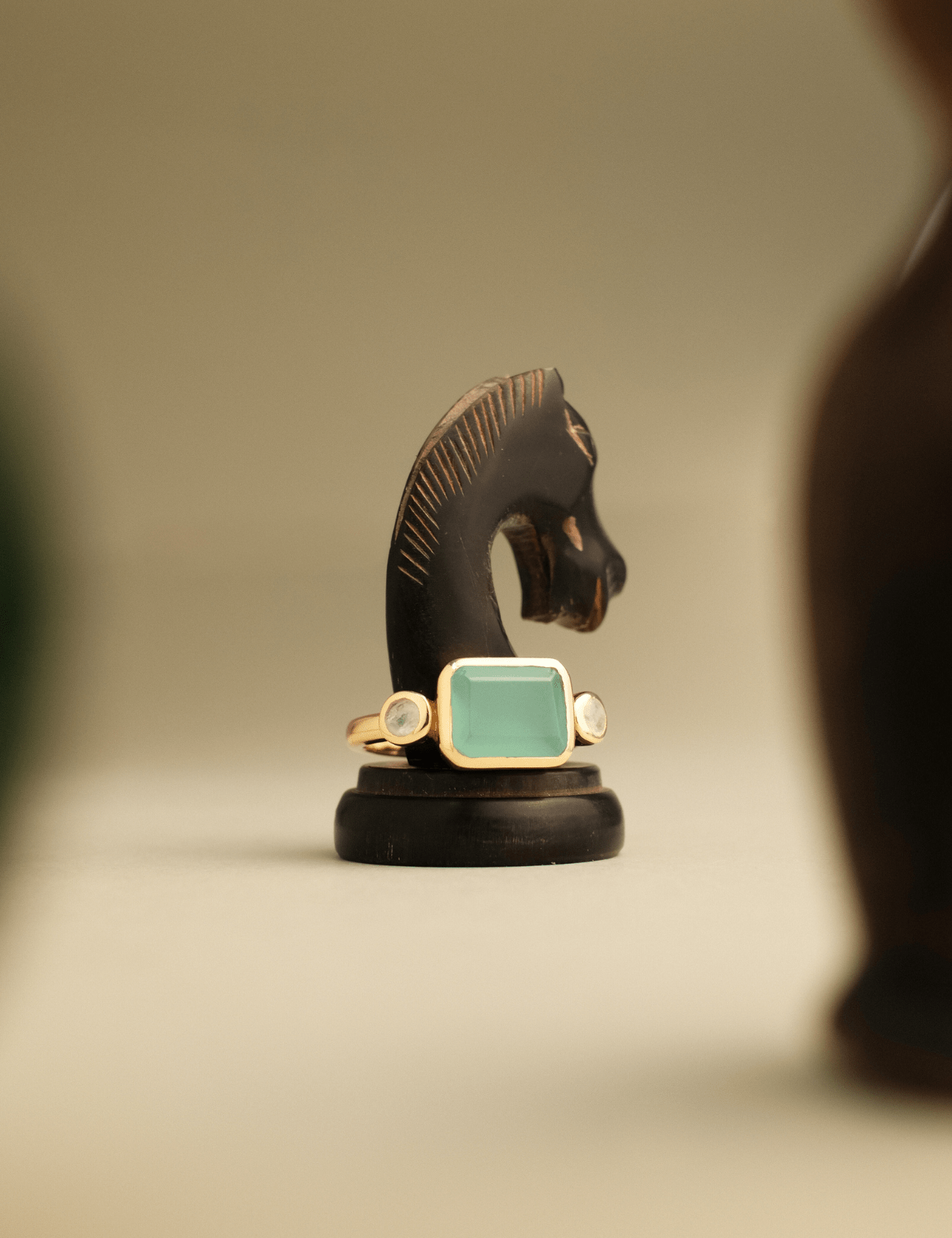 The Vena Ring with Aqua Chalcedony and Moonstone - Molten Store