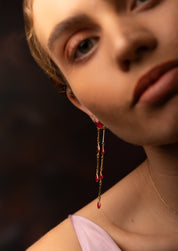 The Venus Pink Jade 18ct Gold Vermeil Drop Earrings - Molten Store