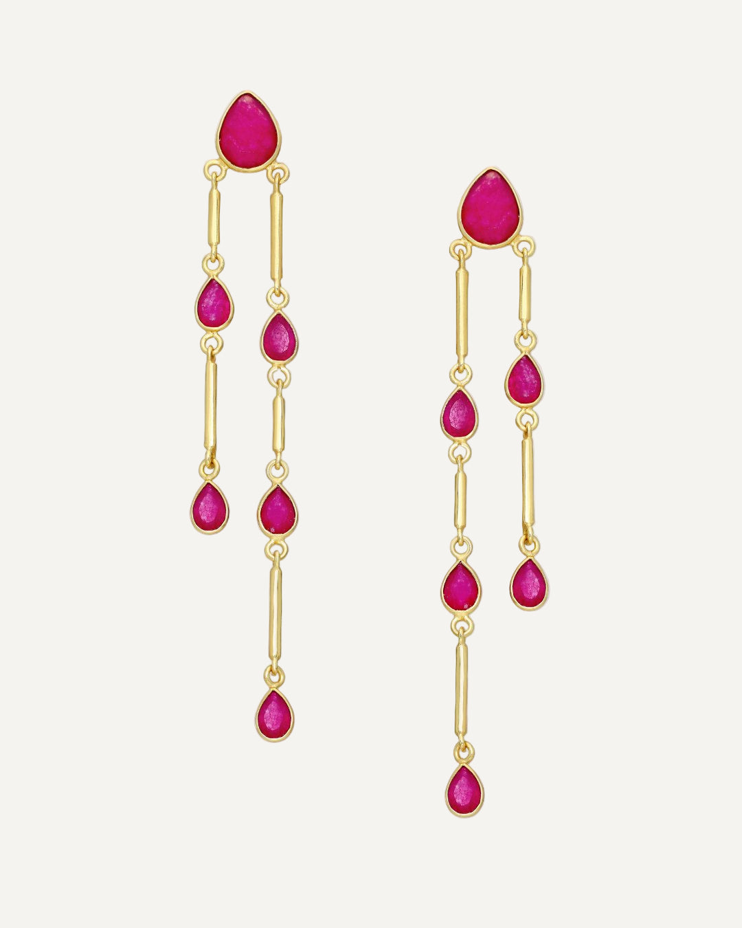The Venus Pink Jade 18ct Gold Vermeil Drop Earrings - Molten Store
