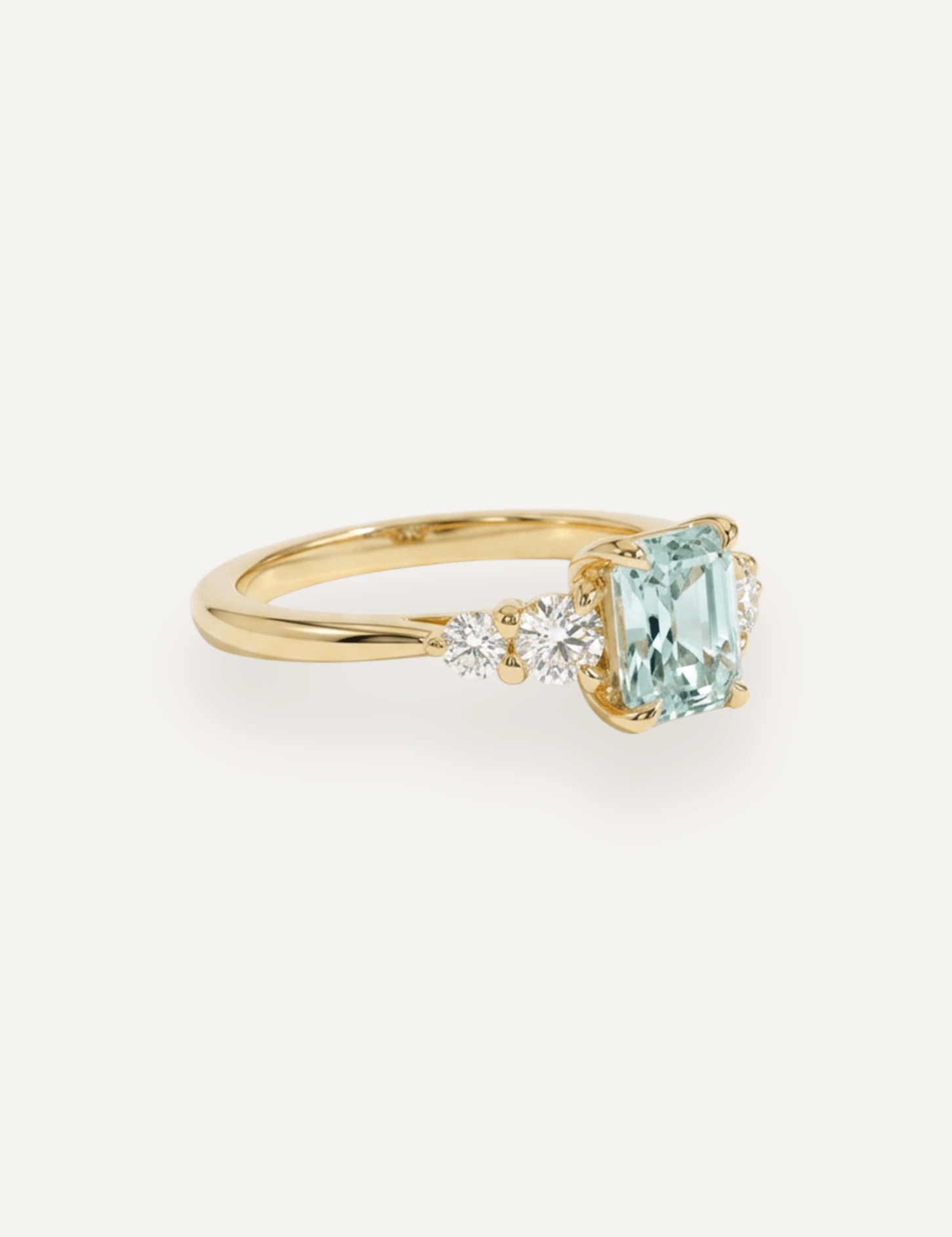 The Vera 18ct Yellow Gold Ring with 1.47ct Emerald Cut Aquamarine - Molten Store
