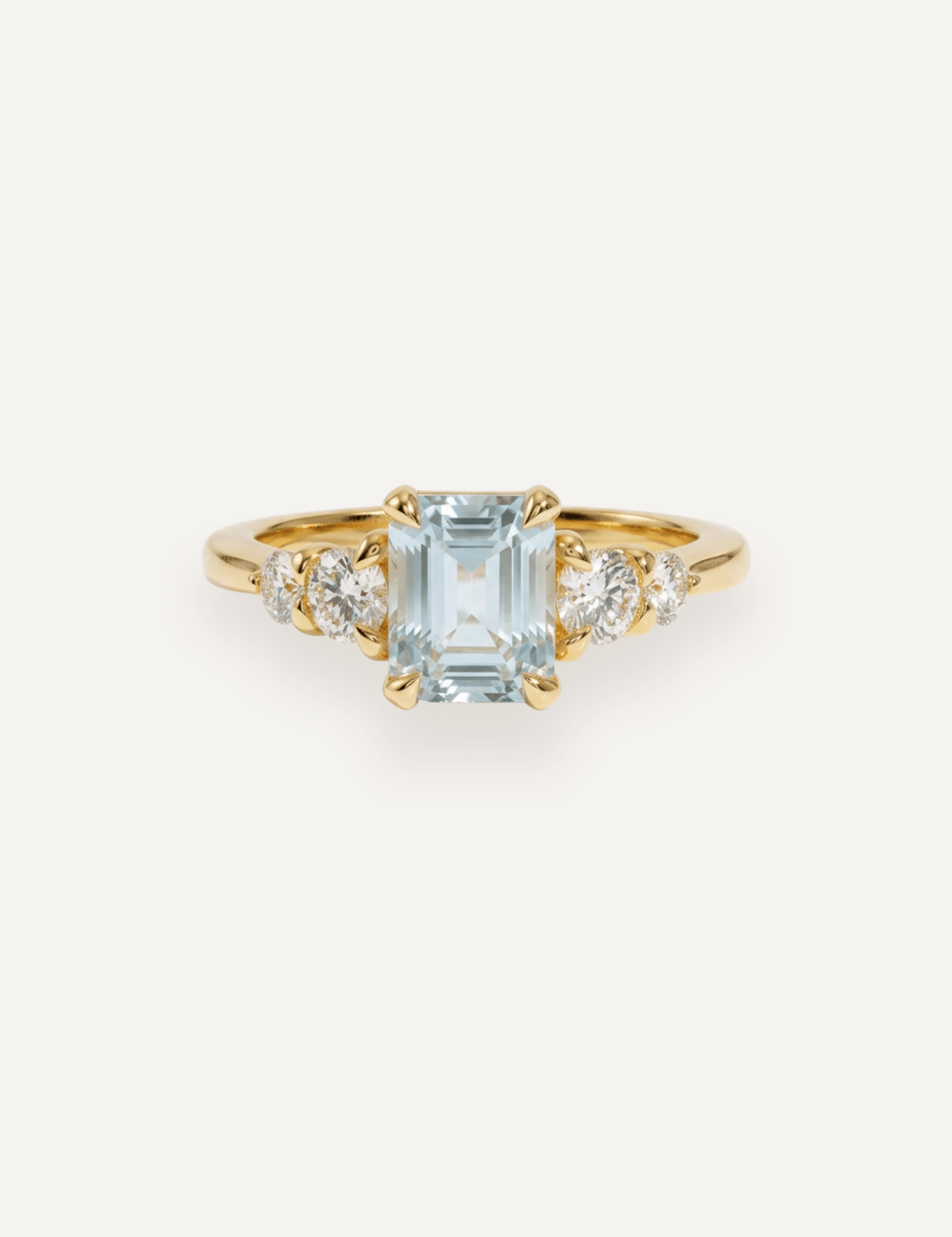 The Vera 18ct Yellow Gold Ring with 1.47ct Emerald Cut Aquamarine - Molten Store