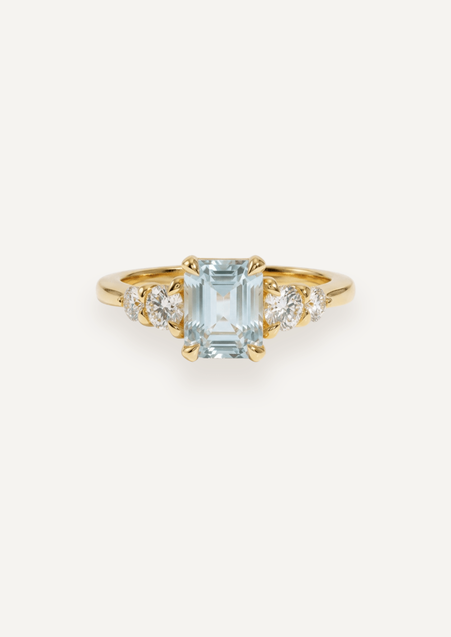 The Vera 18ct Yellow Gold Ring with 1.47ct Emerald Cut Aquamarine - Molten Store
