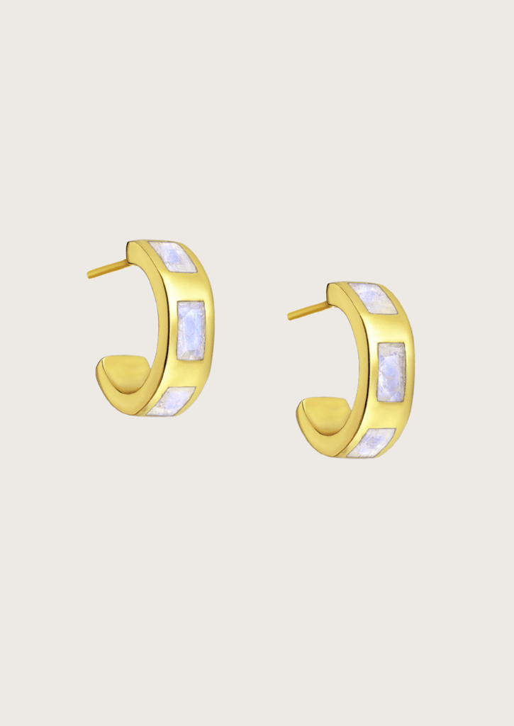 The Verse Gold Vermeil Rainbow Moonstone Earrings - Molten Store