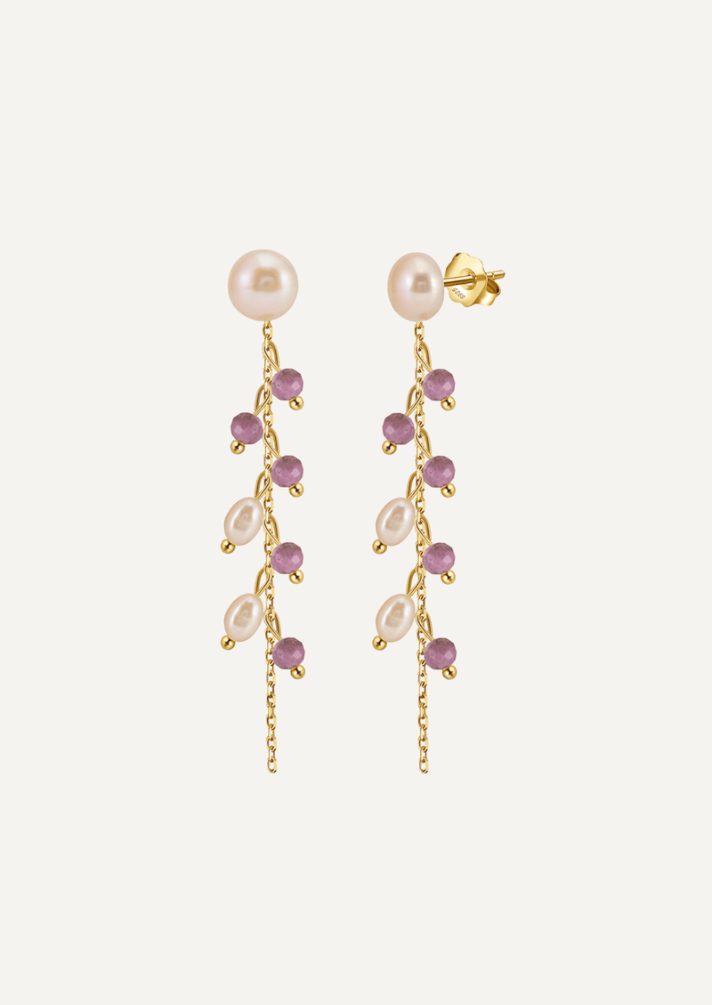 The Violette Lepidolite & Freshwater Pearl Earrings - Molten Store