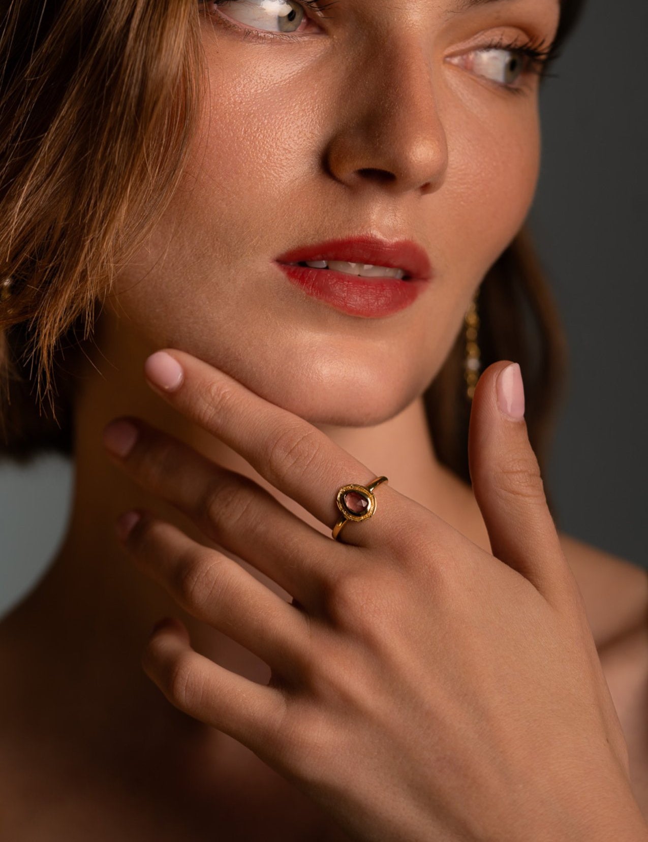 The Vita Rhodolite 18ct Gold Vermeil Ring - Molten Store