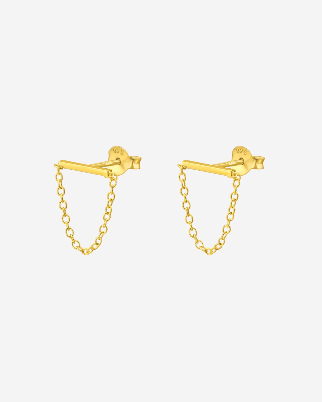 The Whisper 14ct Gold Vermeil Chain Link Bar Earrings - Molten Store