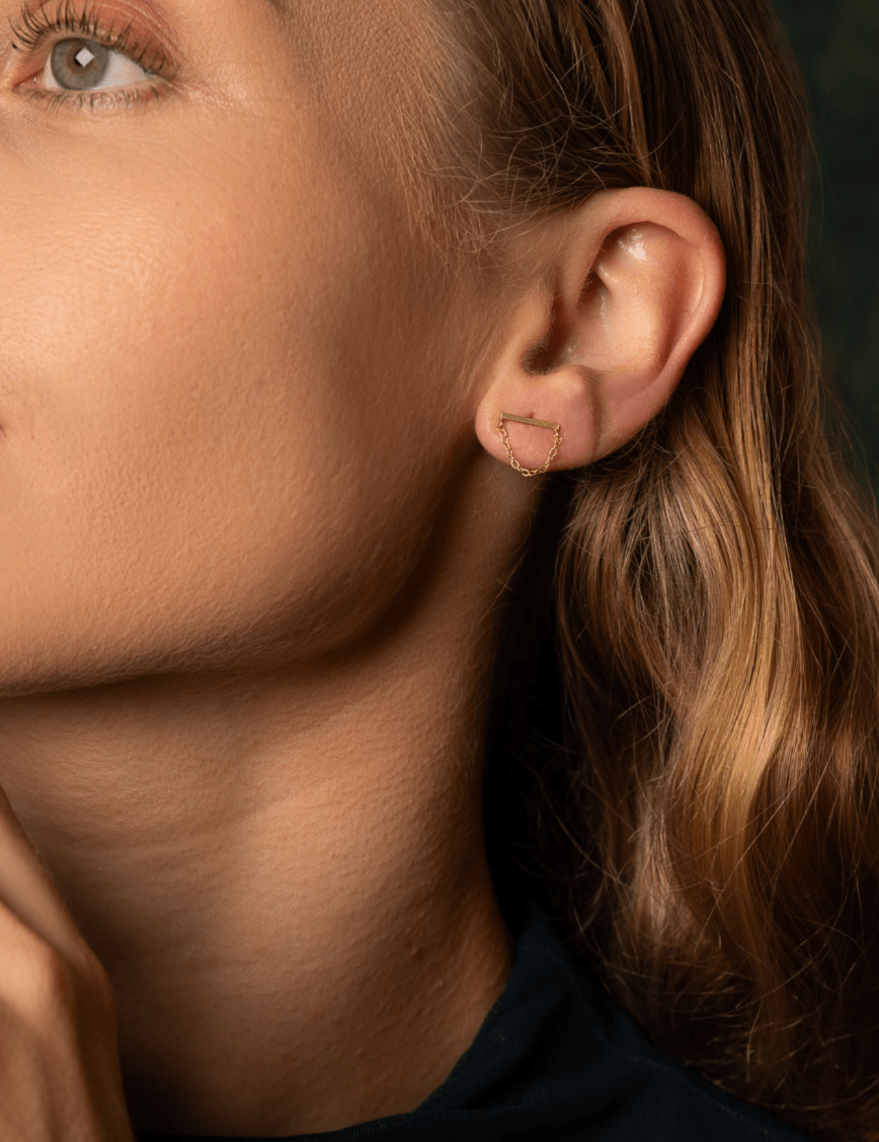 The Whisper 14ct Gold Vermeil Chain Link Bar Earrings - Molten Store