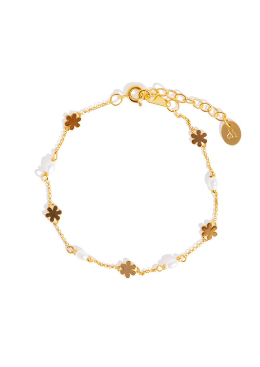 The Daisy Chain Pearl 14ct Gold Vermeil Bracelet - Molten Store