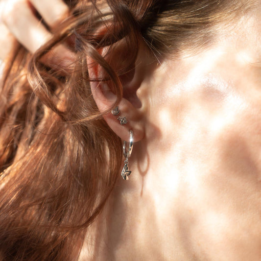 The Silver Diamond Petal Hoop Earrings