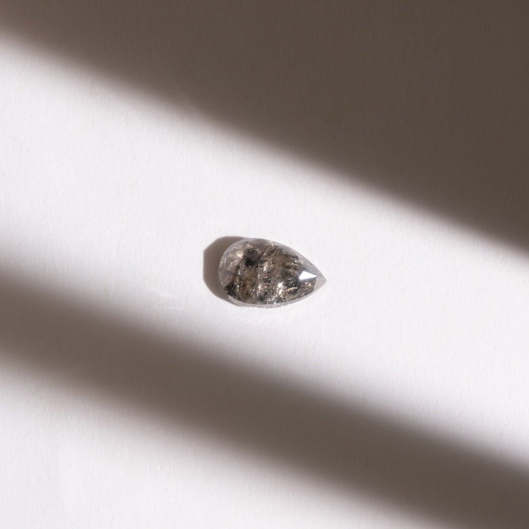 0.97ct Pear Rose Cut Salt & Pepper Diamond - Molten Store
