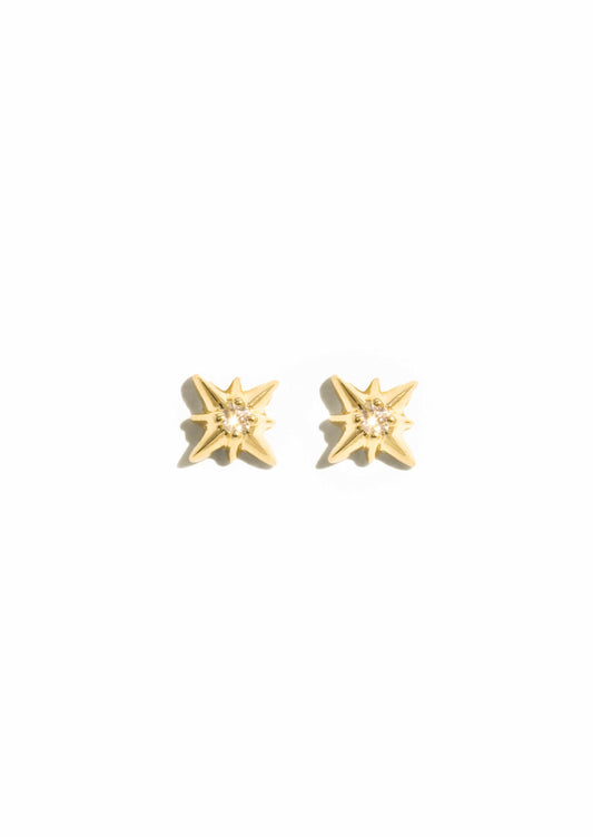 The Solid Gold Diamond Night Star Stud Earrings