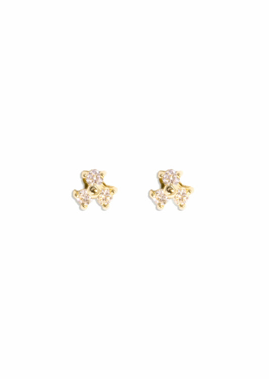 The Solid Gold Diamond Clover Stud Earrings