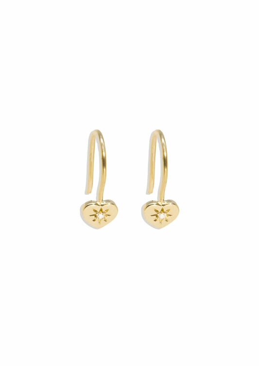 The Diamond Heart 9ct Solid Gold Hook Earrings