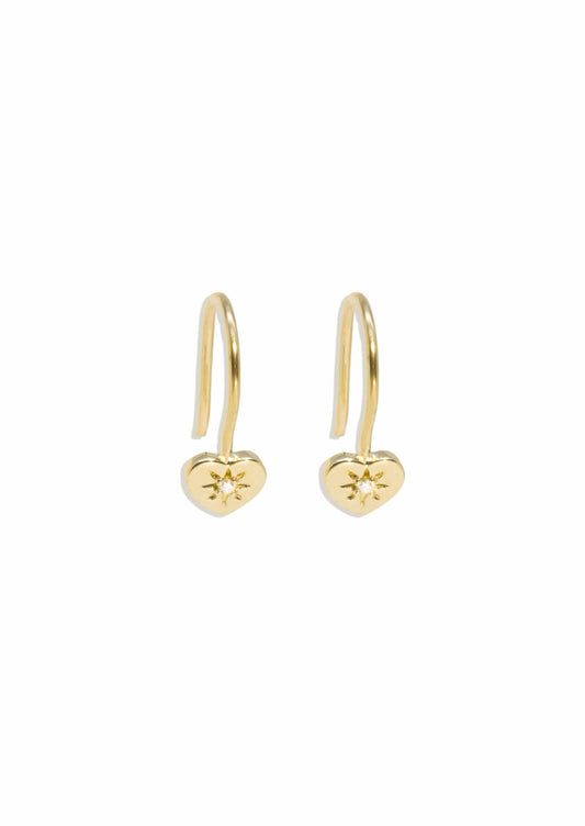 The Diamond Heart 9ct Solid Gold Hook Earrings - Molten Store