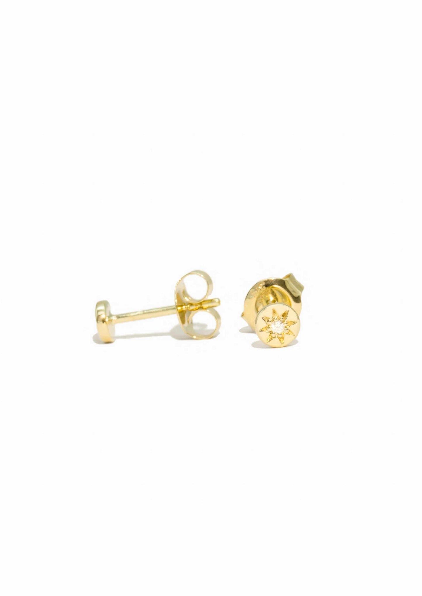 The Solid Gold Diamond Compass Stud Earrings