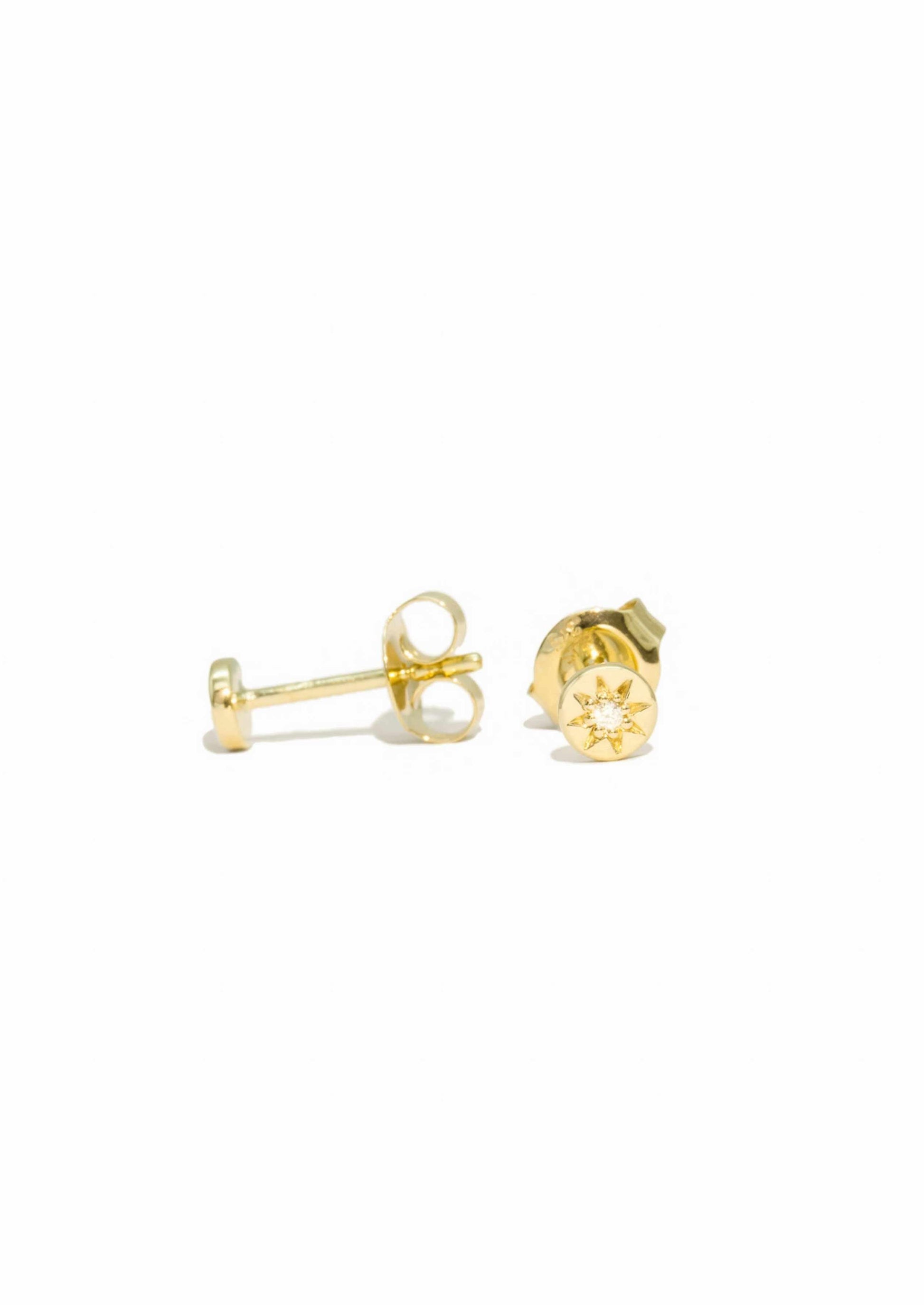 The Diamond Compass 9ct Solid Gold Stud Earrings - Molten Store
