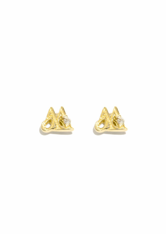 The Solid Gold Diamond Insignia Stud Earrings
