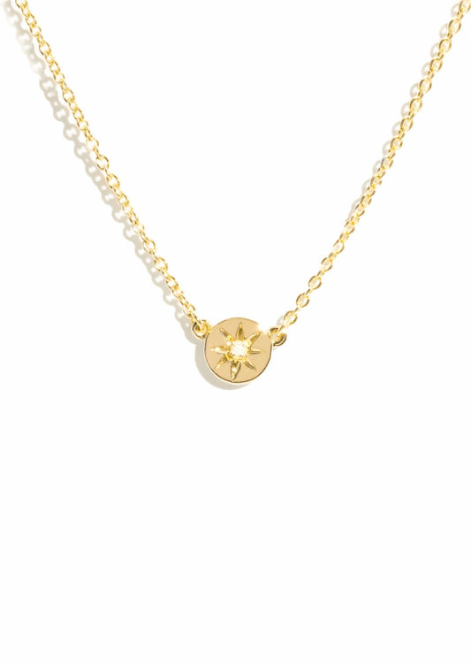 The Mini Compass Diamond 9ct Solid Gold Necklace - Molten Store
