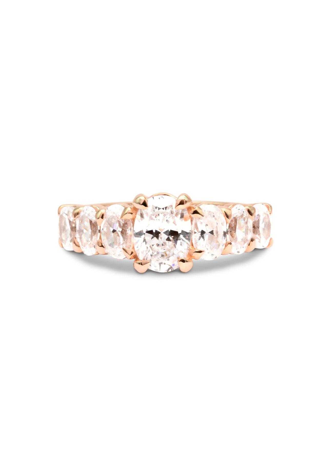 The Oval Banks Rose Gold Cultured Diamond Ring
